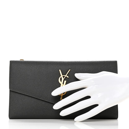 Saint Laurent Grain De Poudre Monogram Uptown Wallet Storm 2 of 8