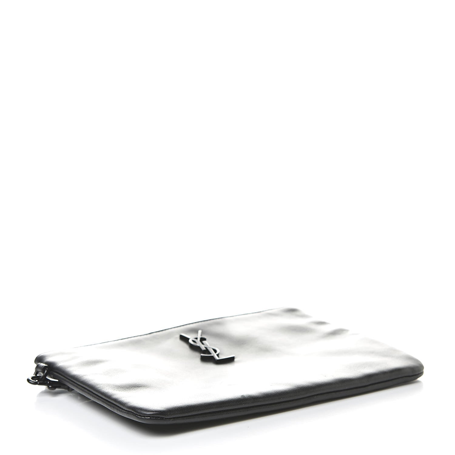 Saint Laurent Calfskin Monogram Zip Pouch Black 4 of 9