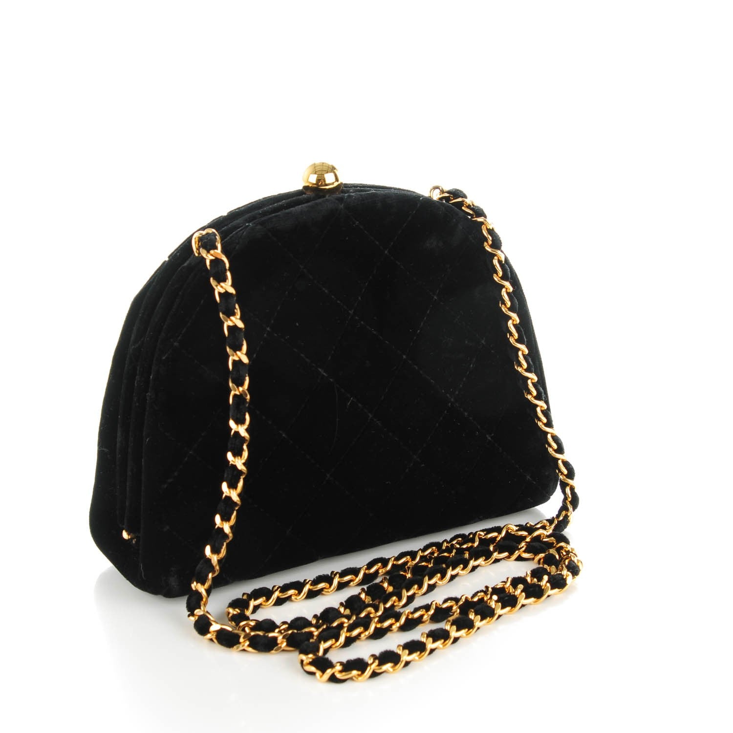 Chanel Velvet Quilted Evening Bag Black 3 of 8