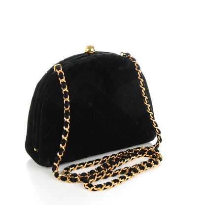 Chanel Velvet Quilted Evening Bag Black 3 of 8