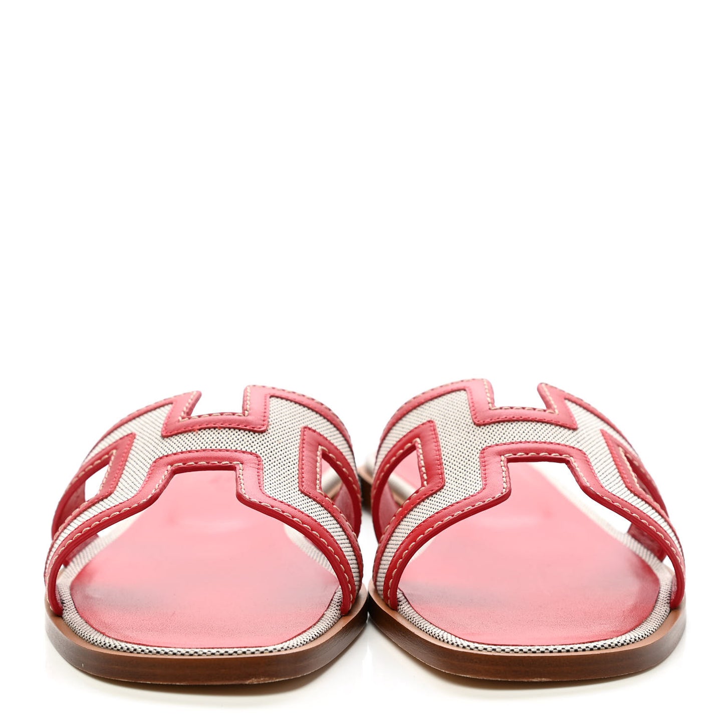 Canvas Calfskin Oran Sandals 37 Prunoir Rouge A Levre