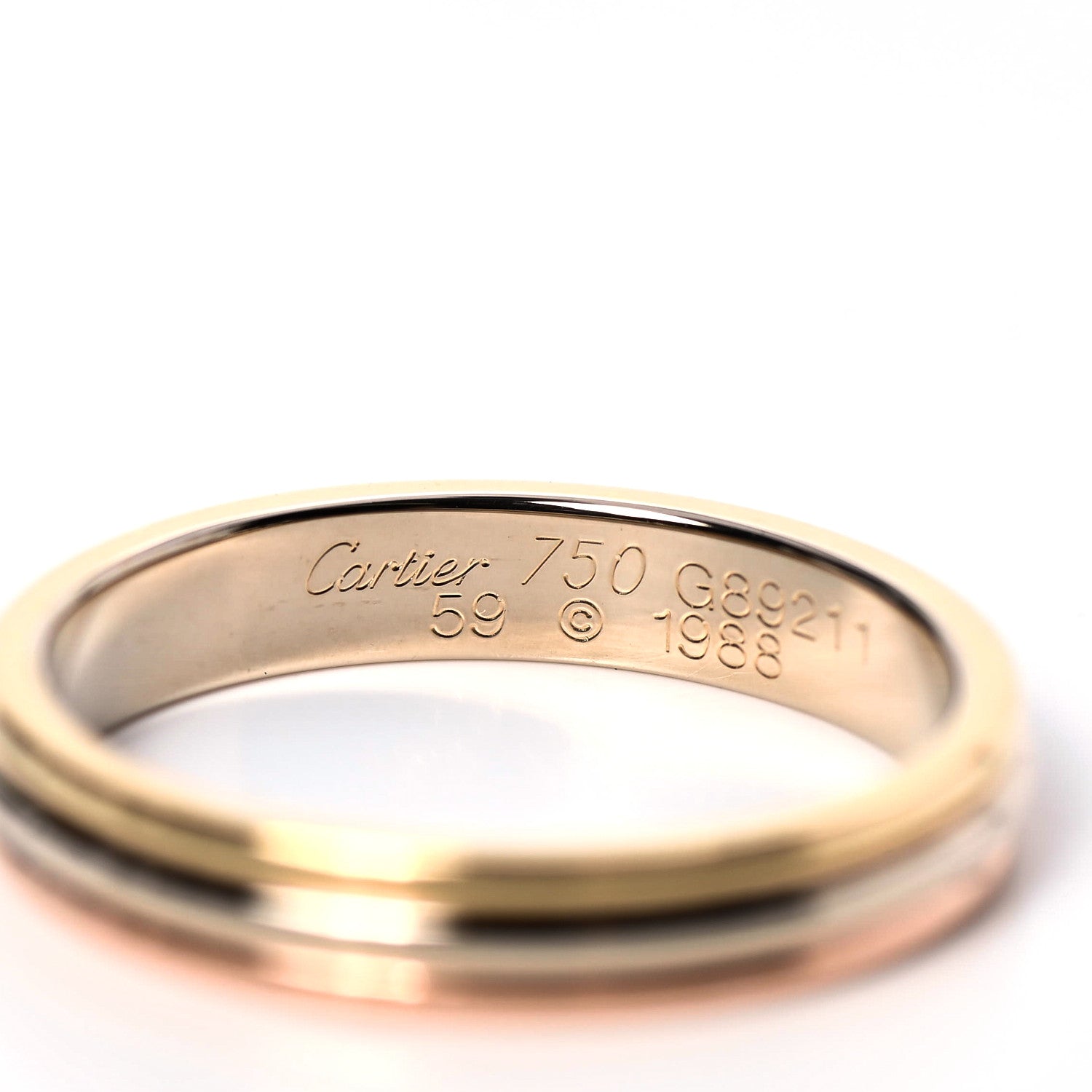 Cartier 18K Pink White Yellow Gold 3.8mm Trinity Wedding Band Ring 59 8.75 7 of 10