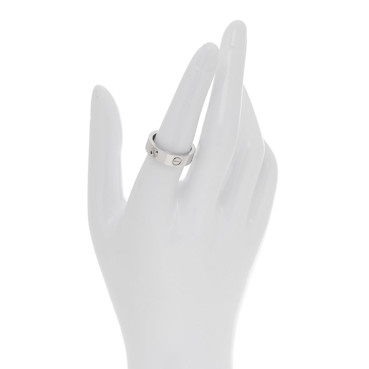 18K White Gold 3 Diamond 5.5mm LOVE Ring 54 7