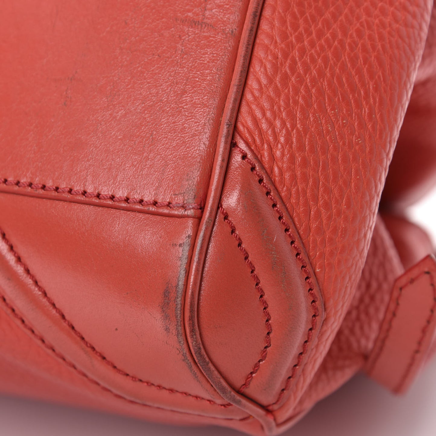 Grainy Calfskin Small Canterbury Tote Red