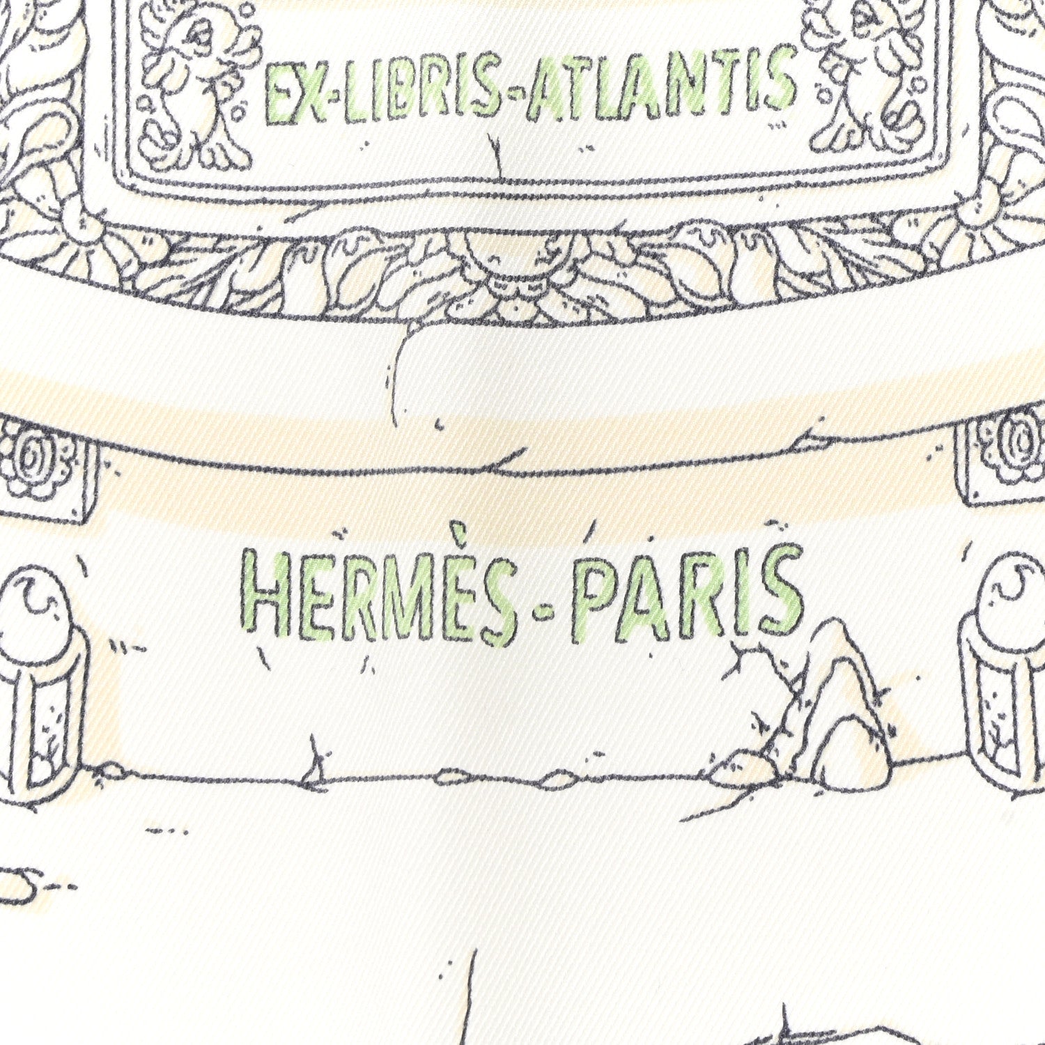 Hermes Vintage Silk Ex Libris Atlantis Scarf 70 Bleu Ciel Rose Jaune 2 of 4