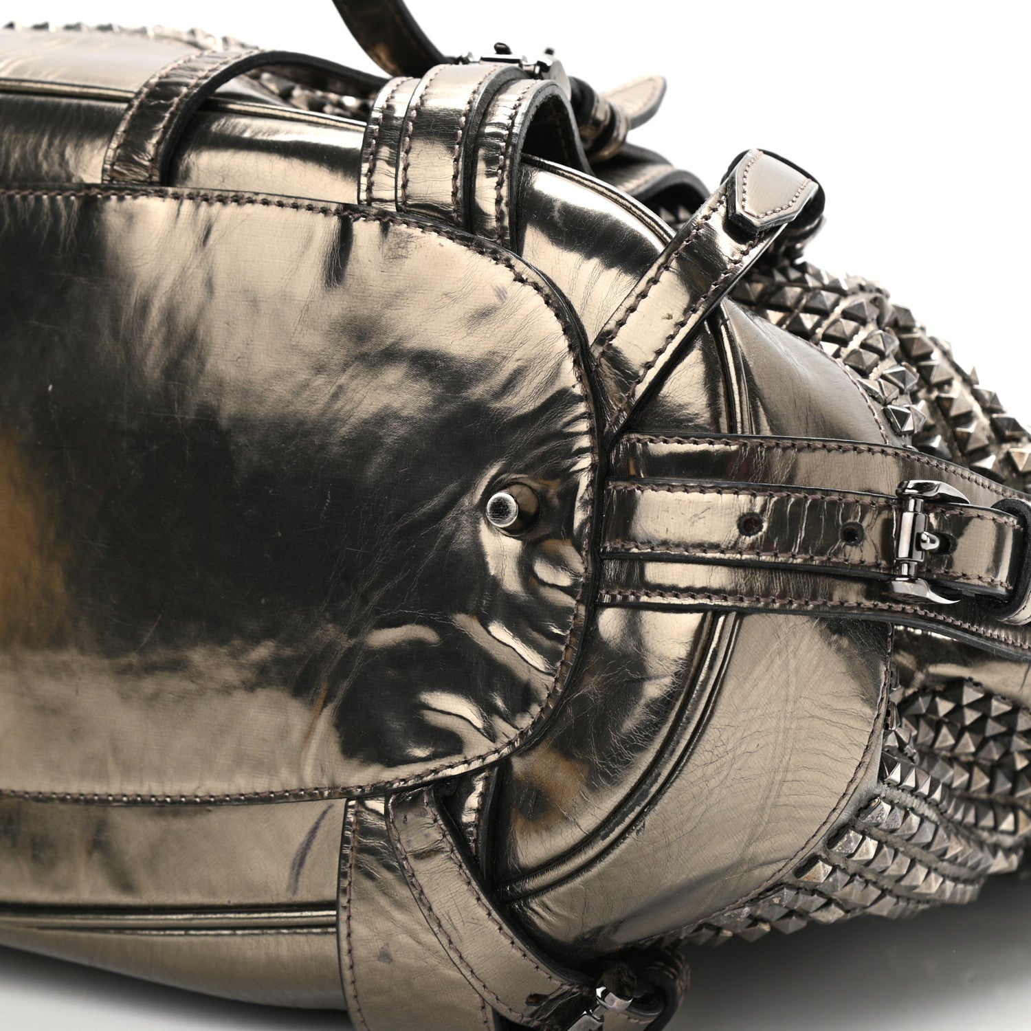Burberry Metallic Patent Studded Rowan Pewter 11 of 13