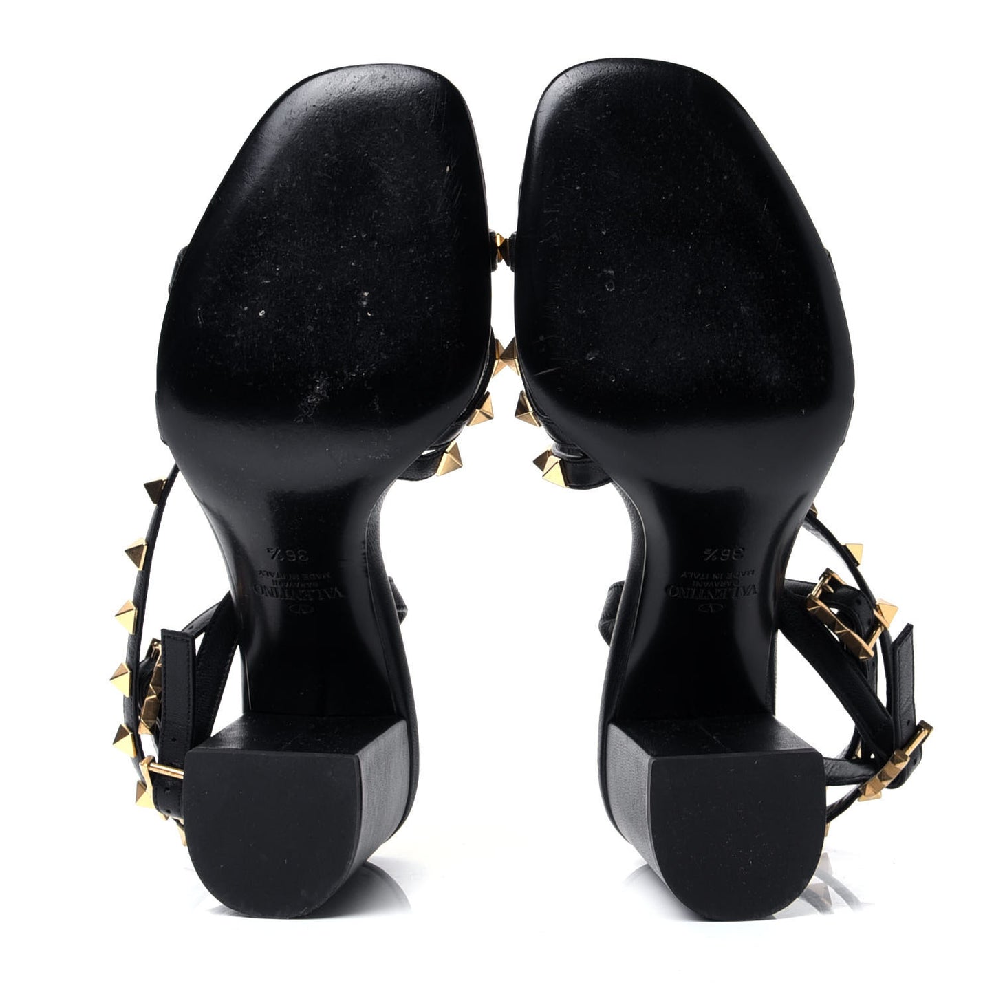 Nappa Rockstud Flair Ankle Wrap 80mm Sandals 36.5 Black