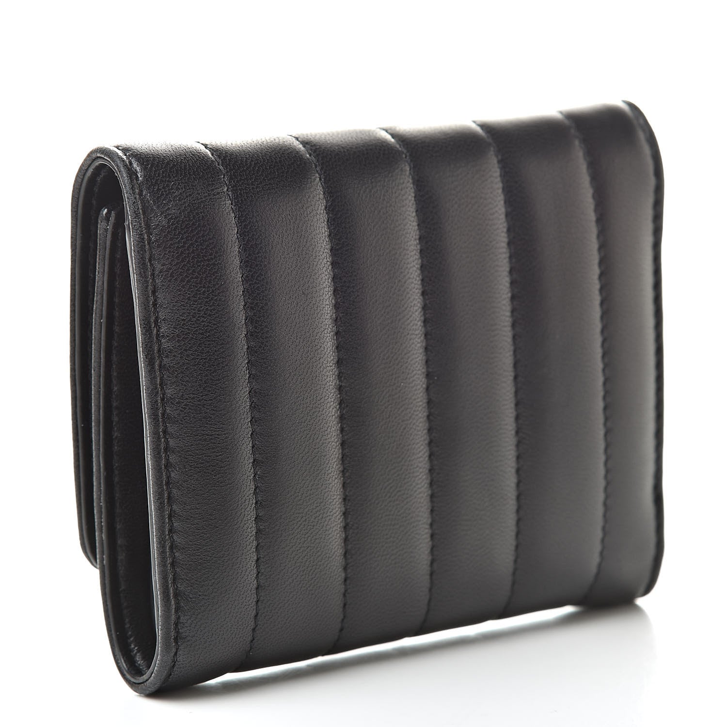 Saint Laurent Lambskin Matelasse Monogram Vicky Tri-Fold Wallet Black 3 of 10