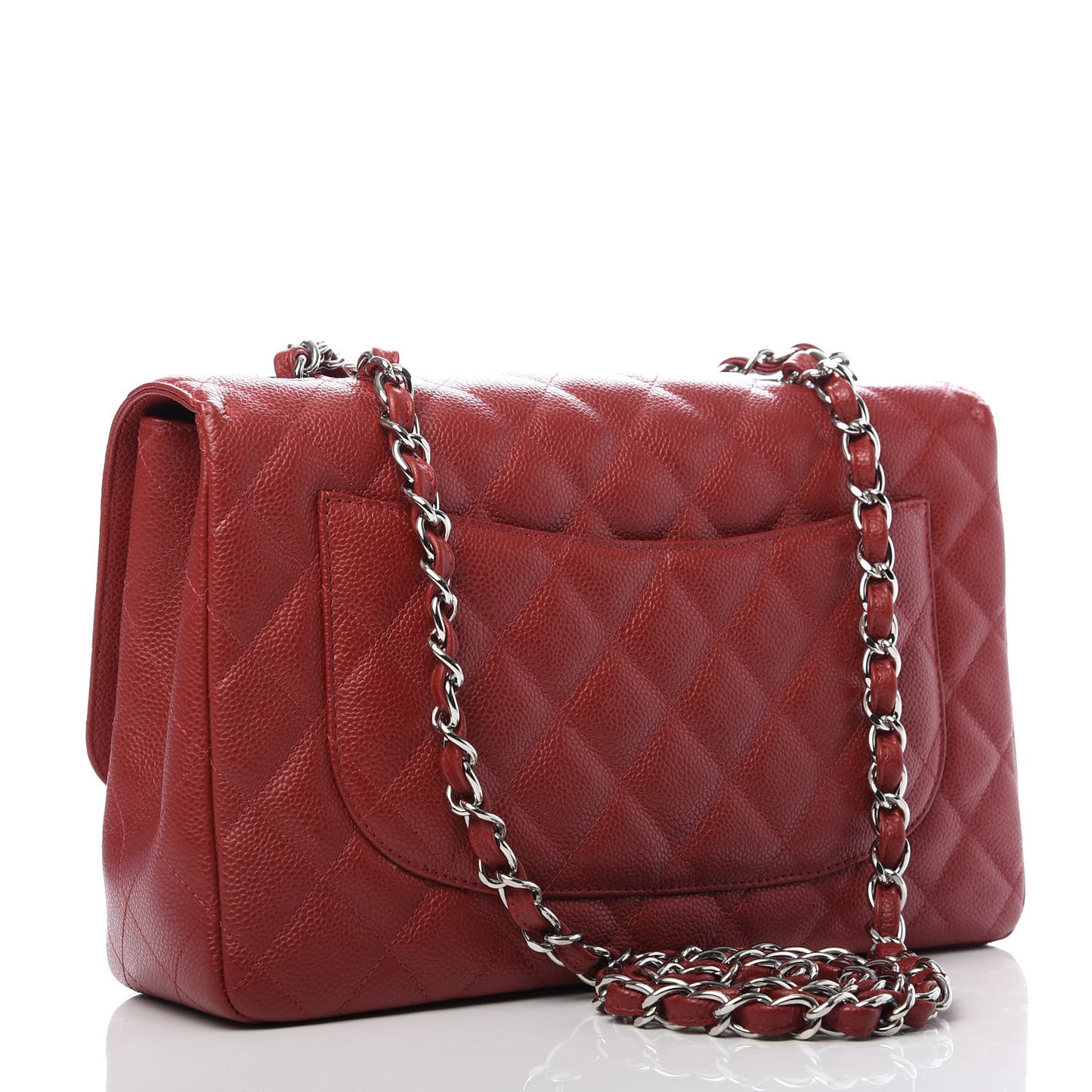 Caviar Quilted Jumbo Single Flap Red