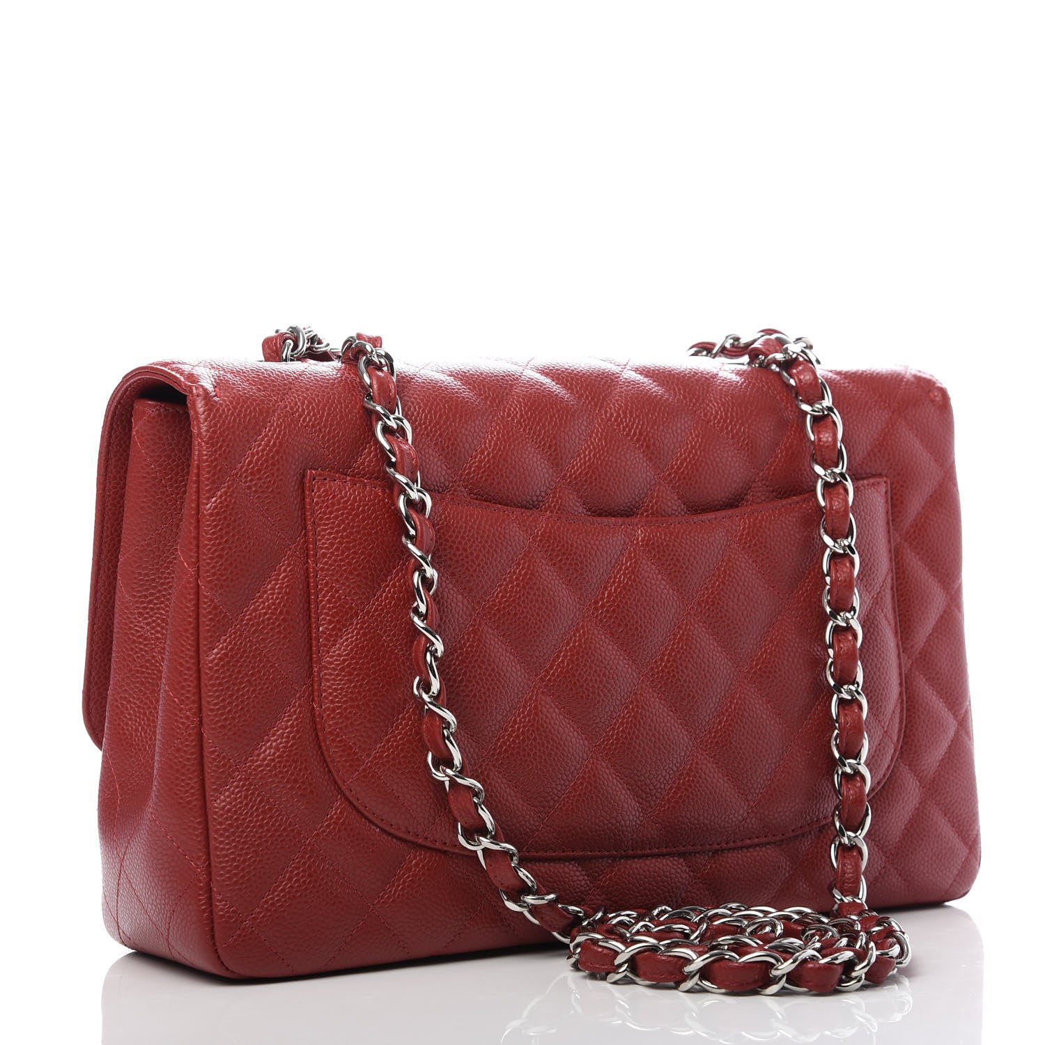 Chanel Caviar Quilted Jumbo Single Flap Red 3 of 10