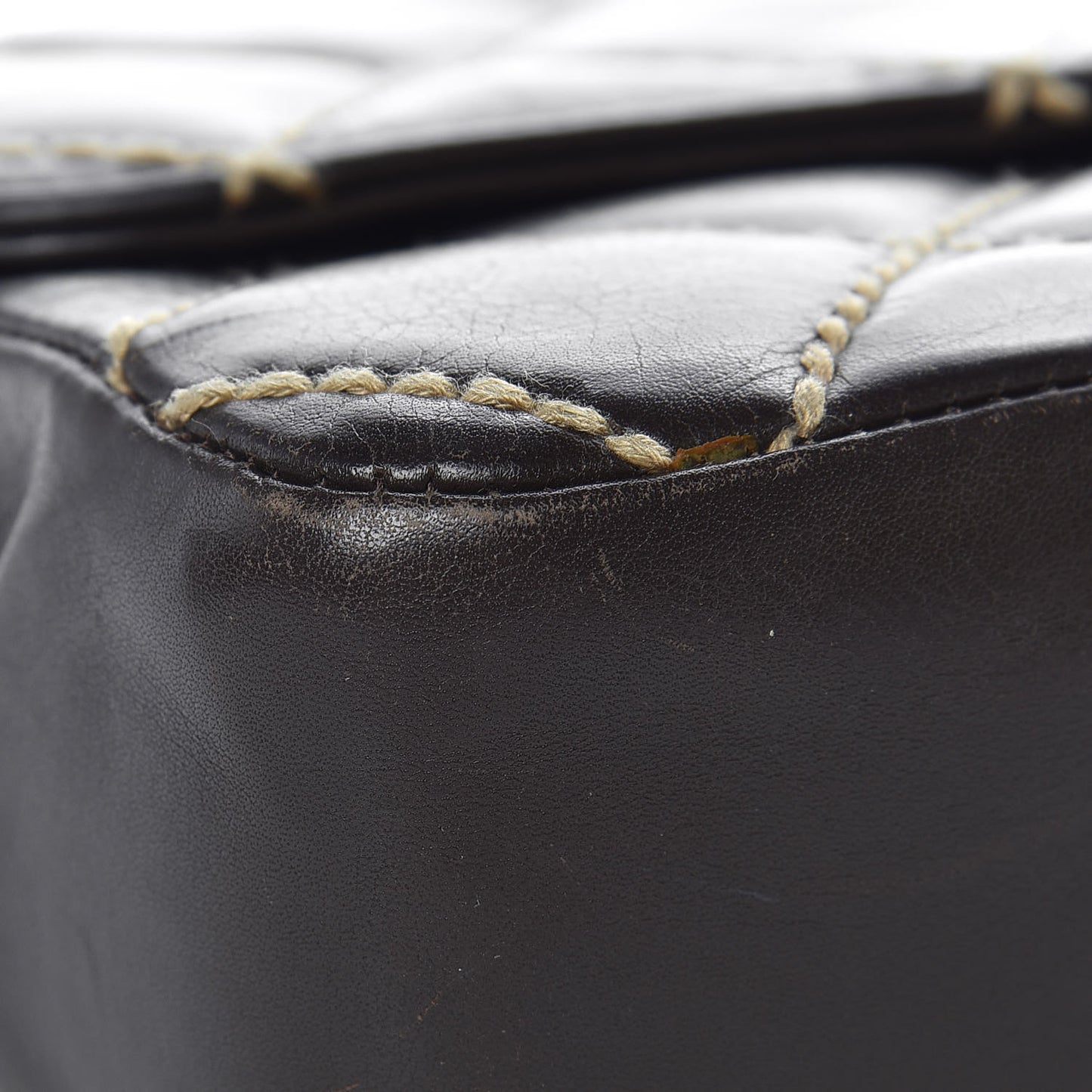 Calfskin Quilted Medium Wild Stitch Flap Brown