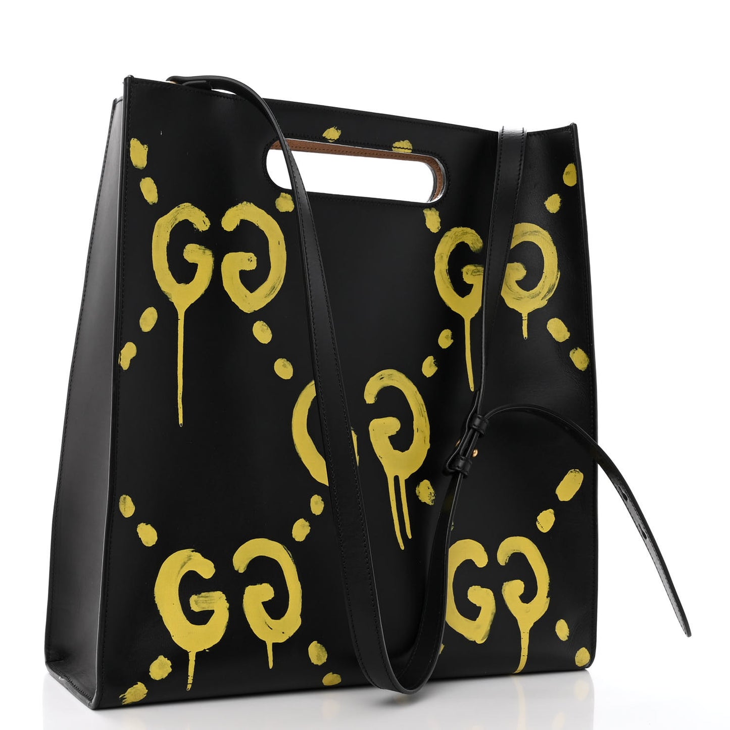 Calfskin GucciGhost Real Medium XL Tote Black Yellow