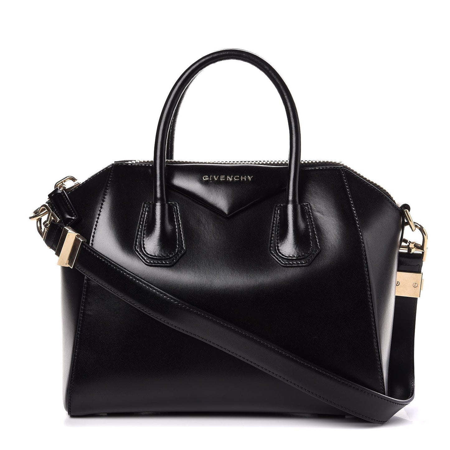 Shiny Lord Calfskin Small Antigona Black