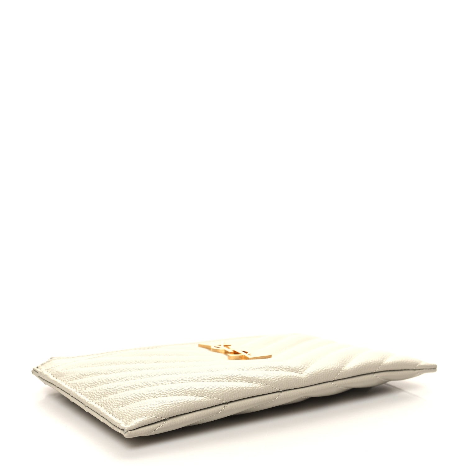 Saint Laurent Grain De Poudre Chevron Monogram Bill Pouch Blanc Vintage 4 of 11