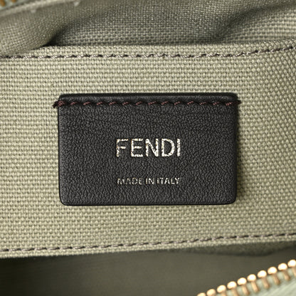 Fendi Canvas Vitello King Plexiglass Logo Embroidered Mini By The Way Top Handle Boston Bag Green Tea 6 of 10