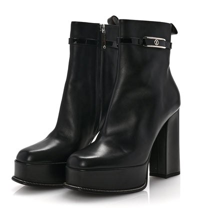 Louis Vuitton Calfskin Monogram Platform Ankle Boots 39 Black 4 of 11