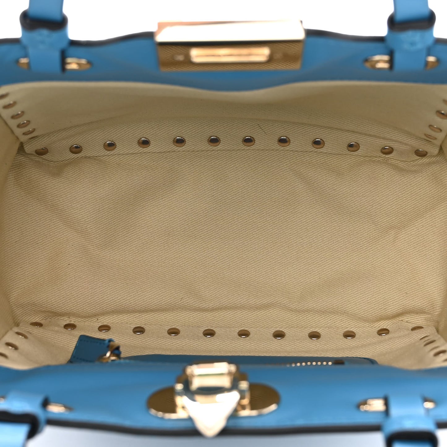 Vitello Mini Rockstud Tote Light Blue