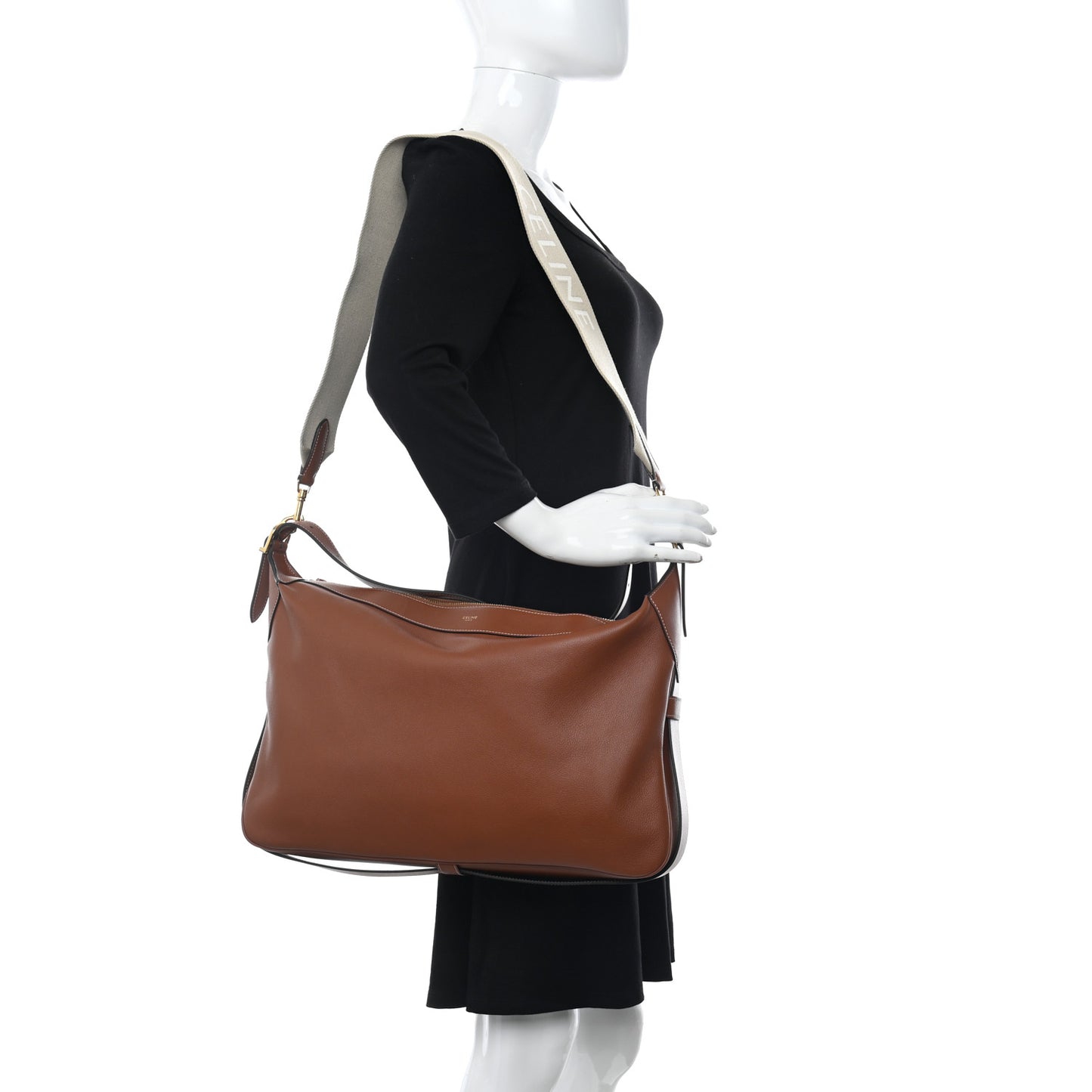 Supple Calfskin Large Romy Shoulder Bag Tan