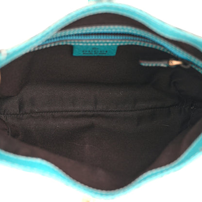 Gucci Monogram Mini Piston Lock Jackie O Hobo Blue 5 of 10