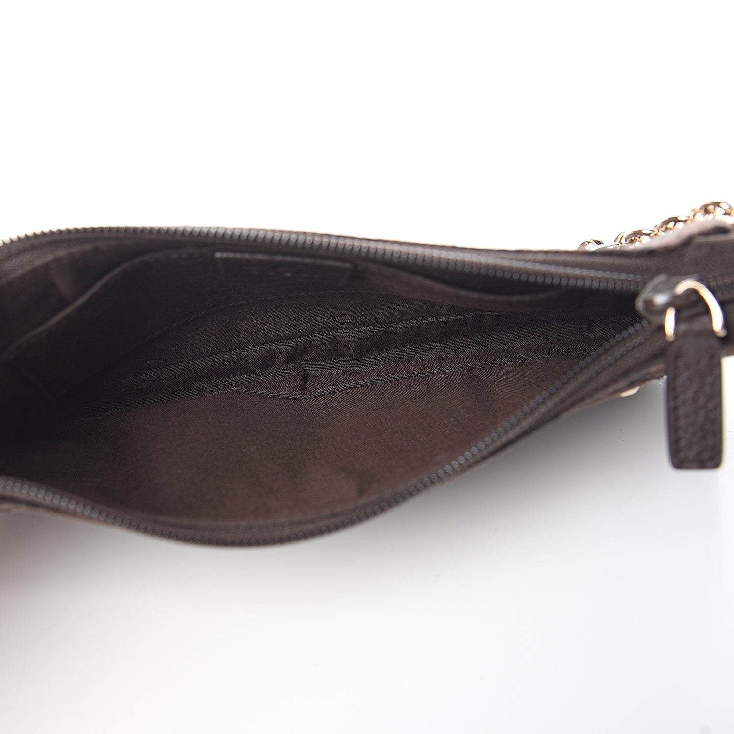 Monogram Studded Chain Clutch Dark Brown