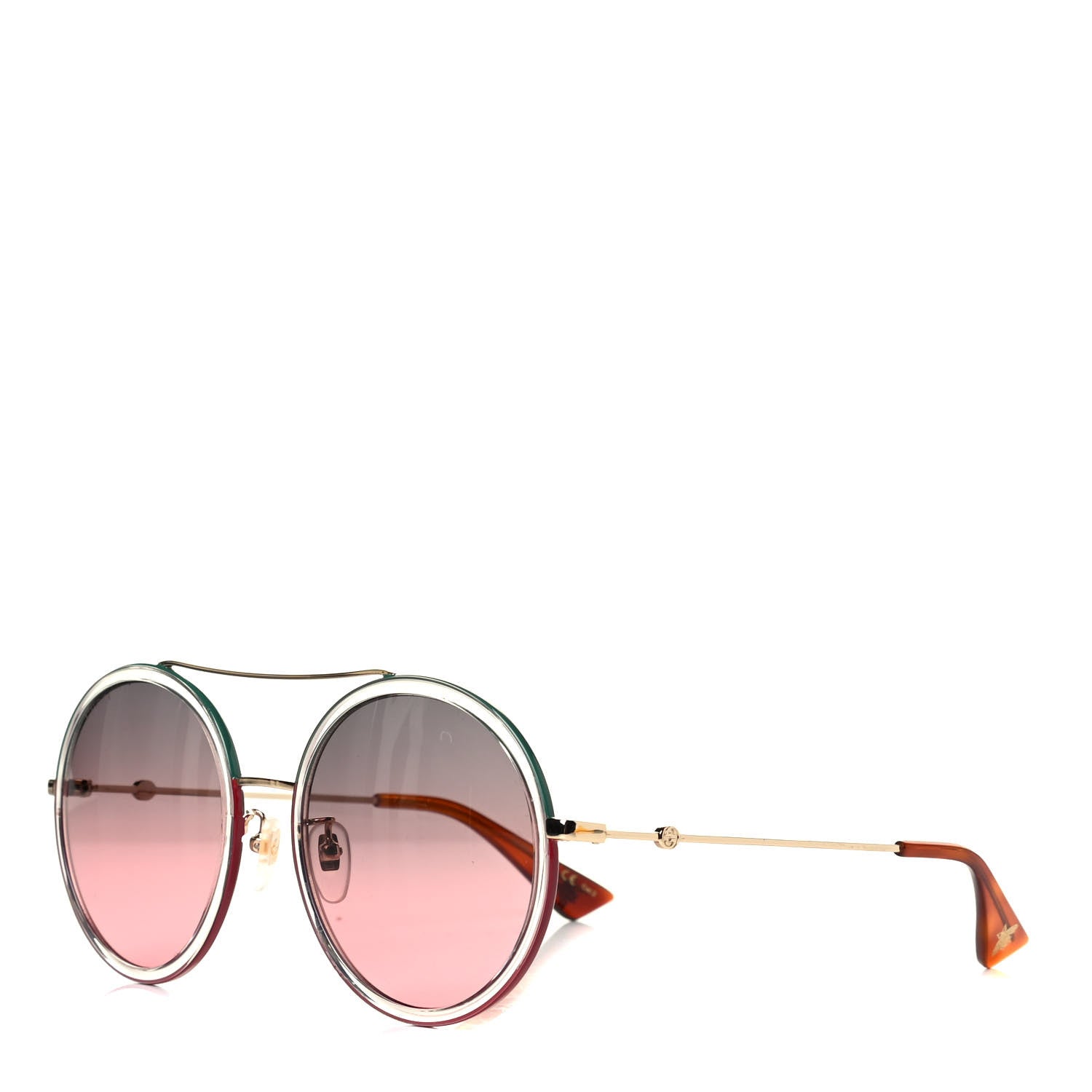 Gucci Round Sunglasses GG0061S Gold Green Red 1 of 4