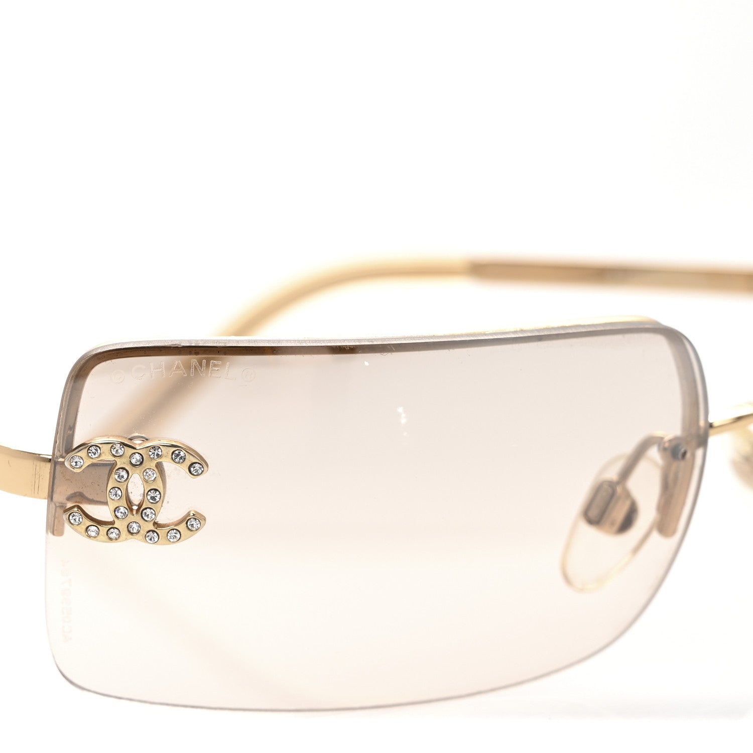 Chanel Crystal CC Logo Sunglasses 4104-B Gold 4 of 5