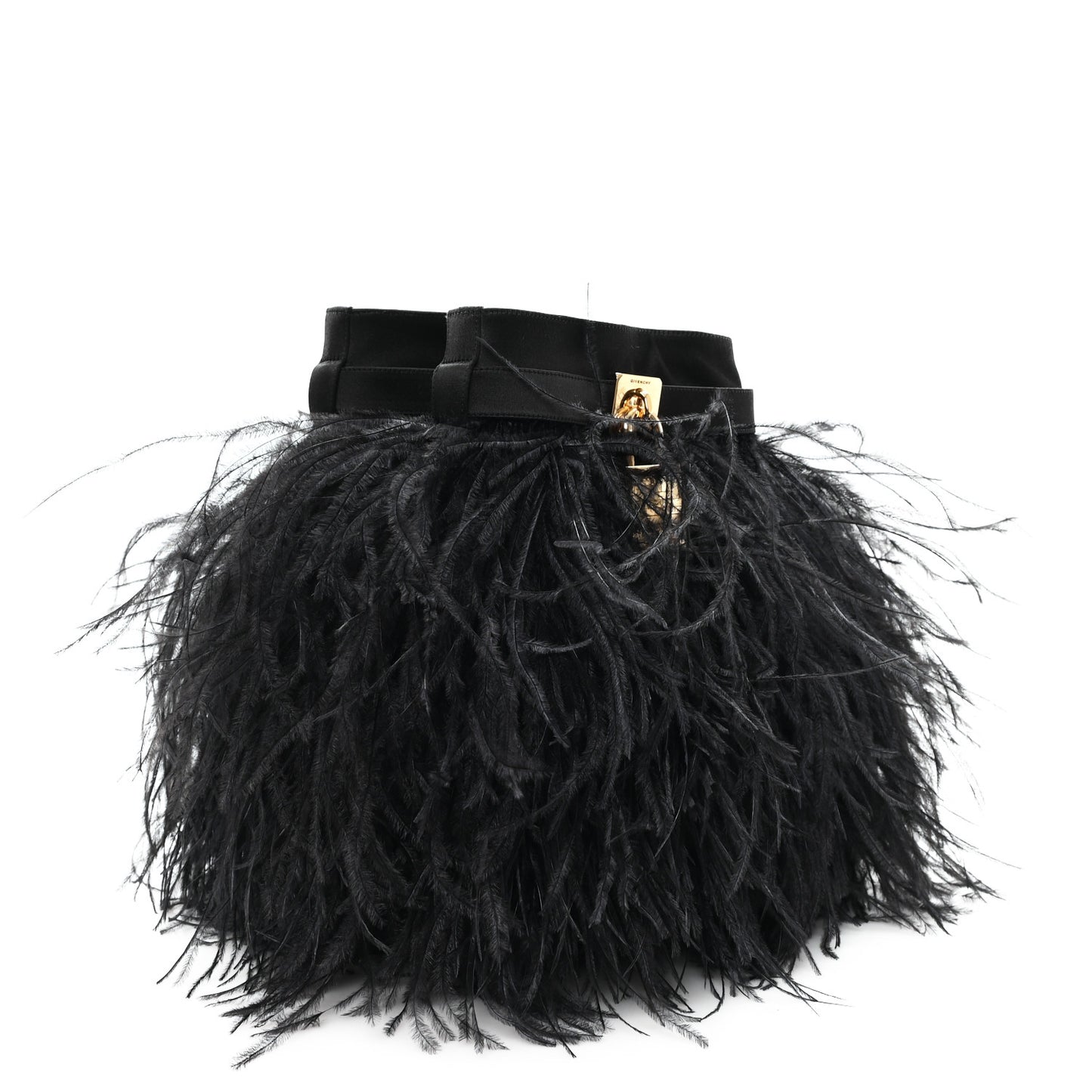 Satin Ostrich Feather Shark Lock Ankle Boots 40 Black