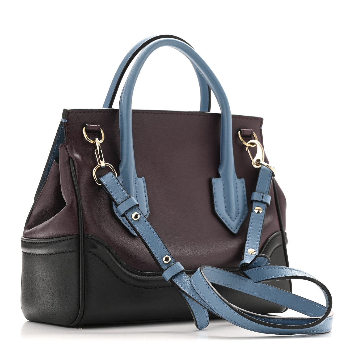 Versace Calfskin Medium Palazzo Empire Bag Blue Purple Black 3 of 14