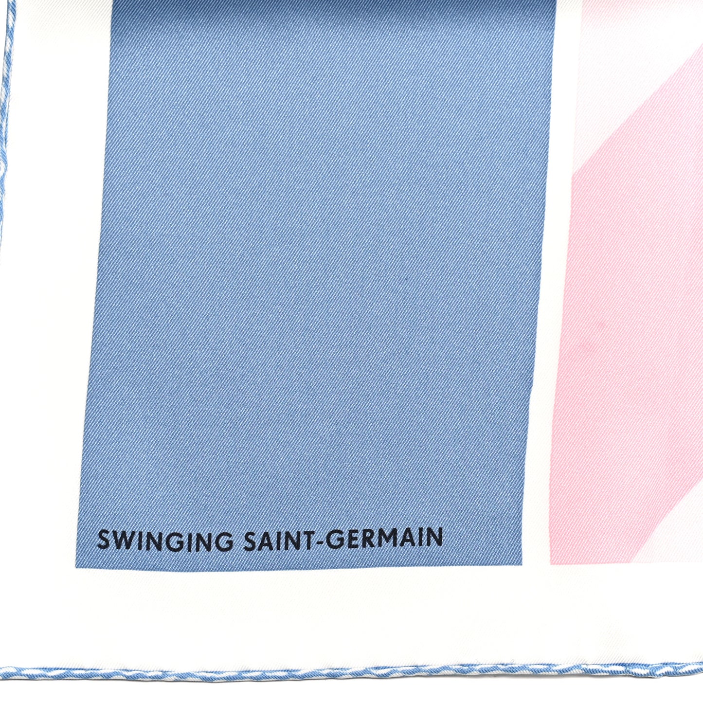 Silk Swinging Saint Germain Scarf 70 Bleu Jean Rose White
