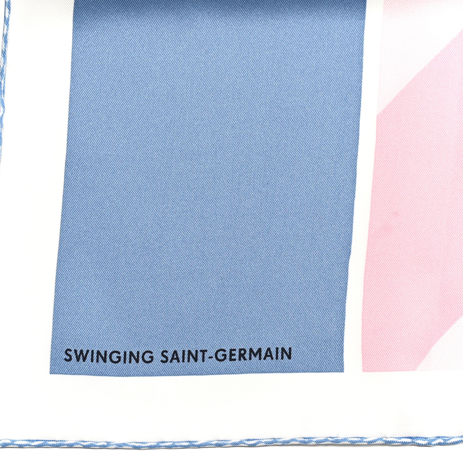 Hermes Silk Swinging Saint Germain Scarf 70 Bleu Jean Rose White 3 of 6