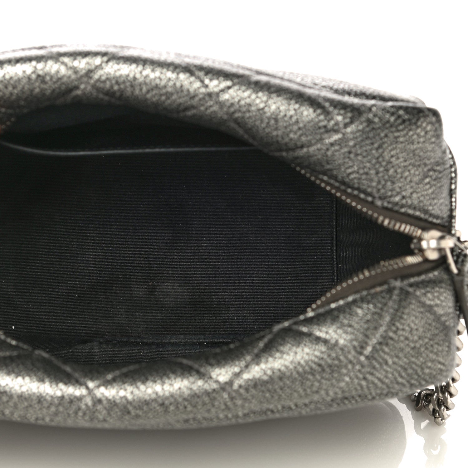 Saint Laurent Metallic Grain De Poudre Y Quilted Monogram Small Loulou Bowling Bag Gun Metal 4 of 16