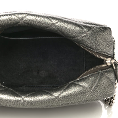 Saint Laurent Metallic Grain De Poudre Y Quilted Monogram Small Loulou Bowling Bag Gun Metal 4 of 16