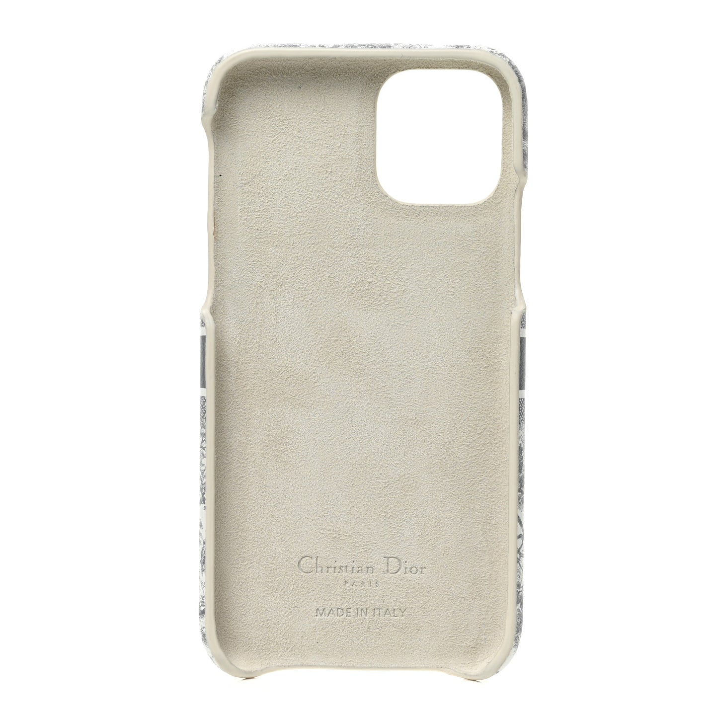 Calfskin Toile De Jouy iPhone 12 Pro Case Grey