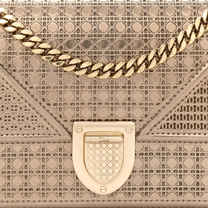 Christian Dior Metallic Patent Micro-Cannage Diorama Wallet on Chain Pouch Gold 9 of 12