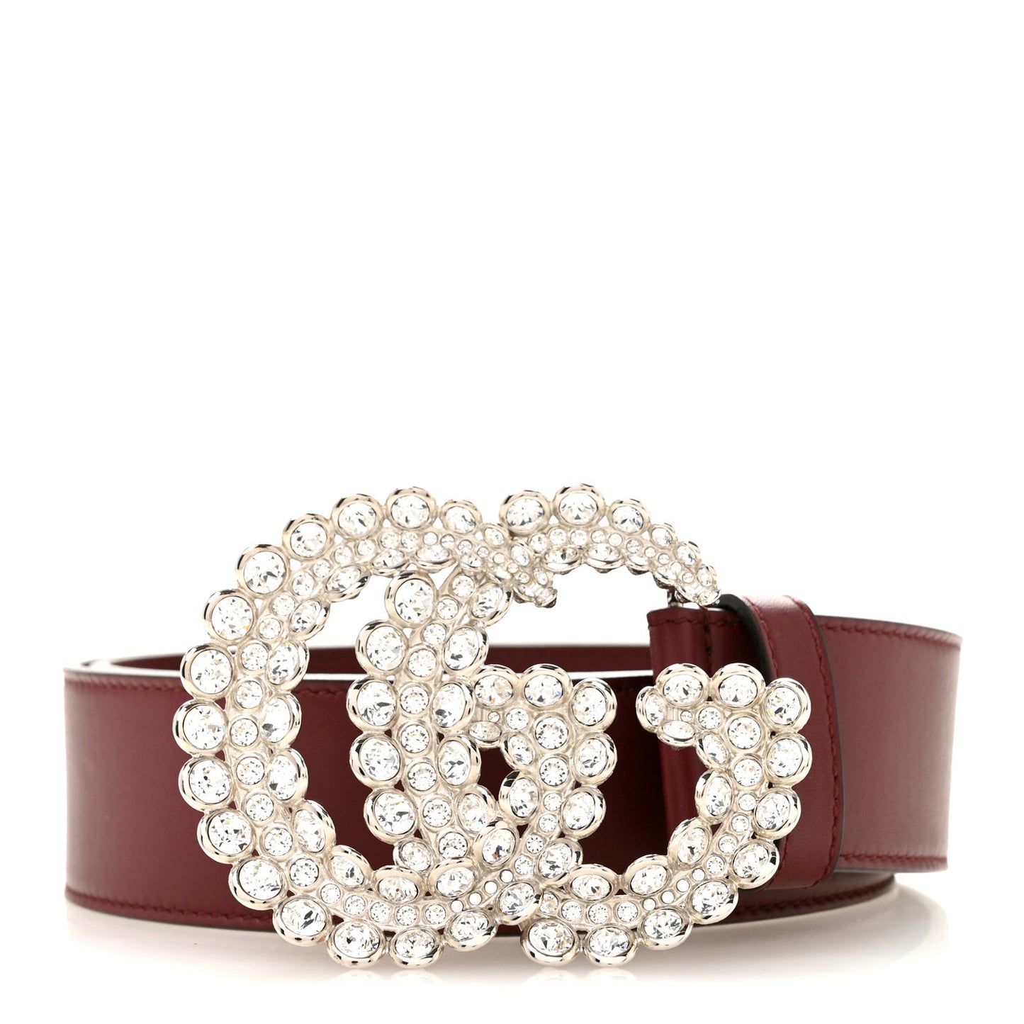 Calfskin Crystal Double G 40mm Belt 95 38 Vintage Bordeaux