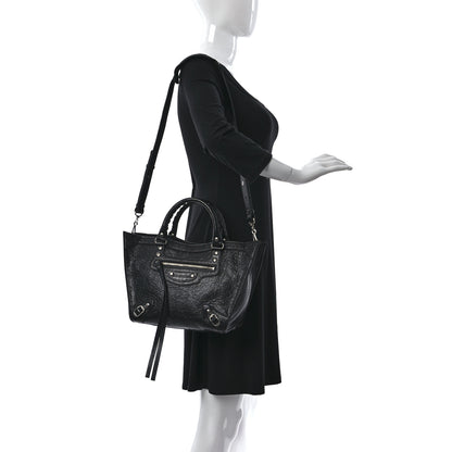 Balenciaga Agneau Arena Neo Classic Silver Hardware Medium Upside Down Tote Black 2 of 8