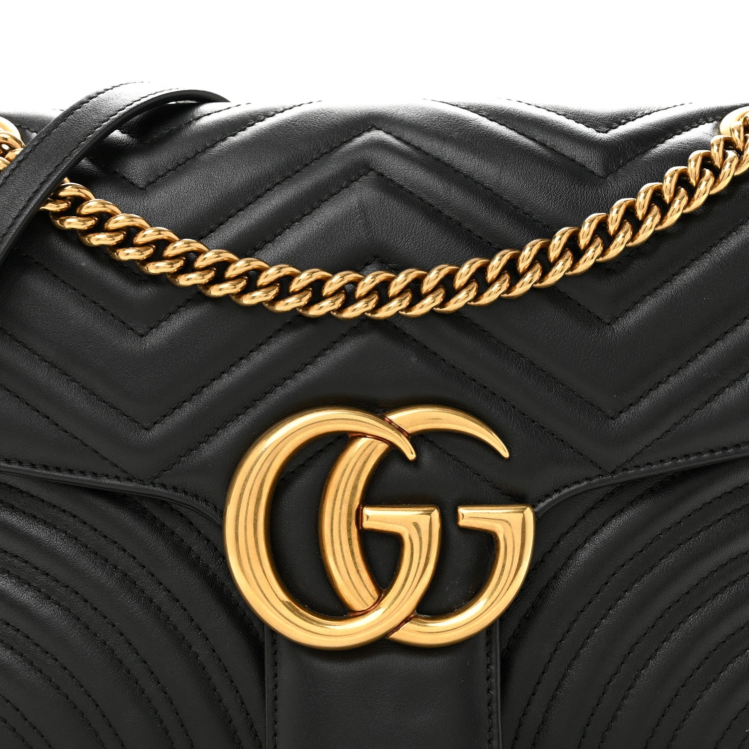Gucci Calfskin Matelasse Medium GG Marmont Shoulder Bag Black 8 of 12