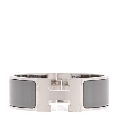 Hermes Enamel Wide Clic Clac H Bracelet PM Gris Macadam 1 of 5