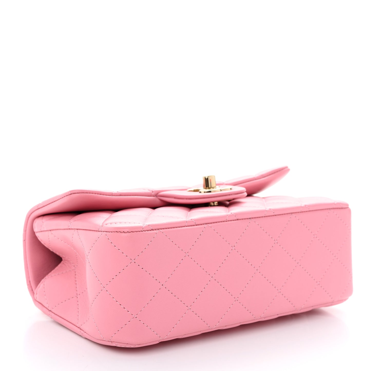 Lambskin Quilted Mini Top Handle Rectangular Flap Pink