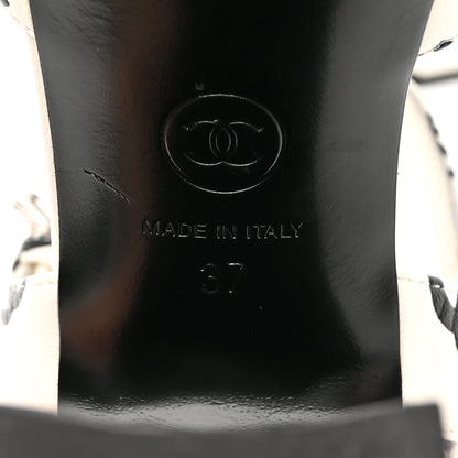 Chanel Printed Lambskin Coco Beach Platform Sandals 37 White Black 6 of 15