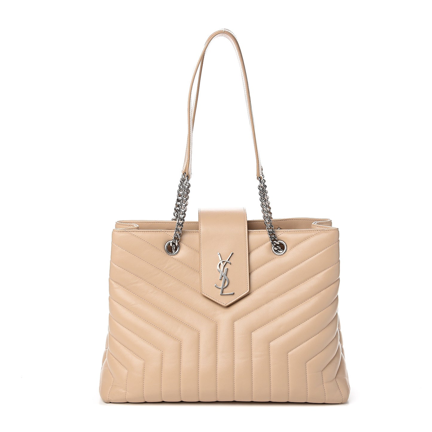 Calfskin Y Quilted Monogram Large Loulou Shopper Nude Powder