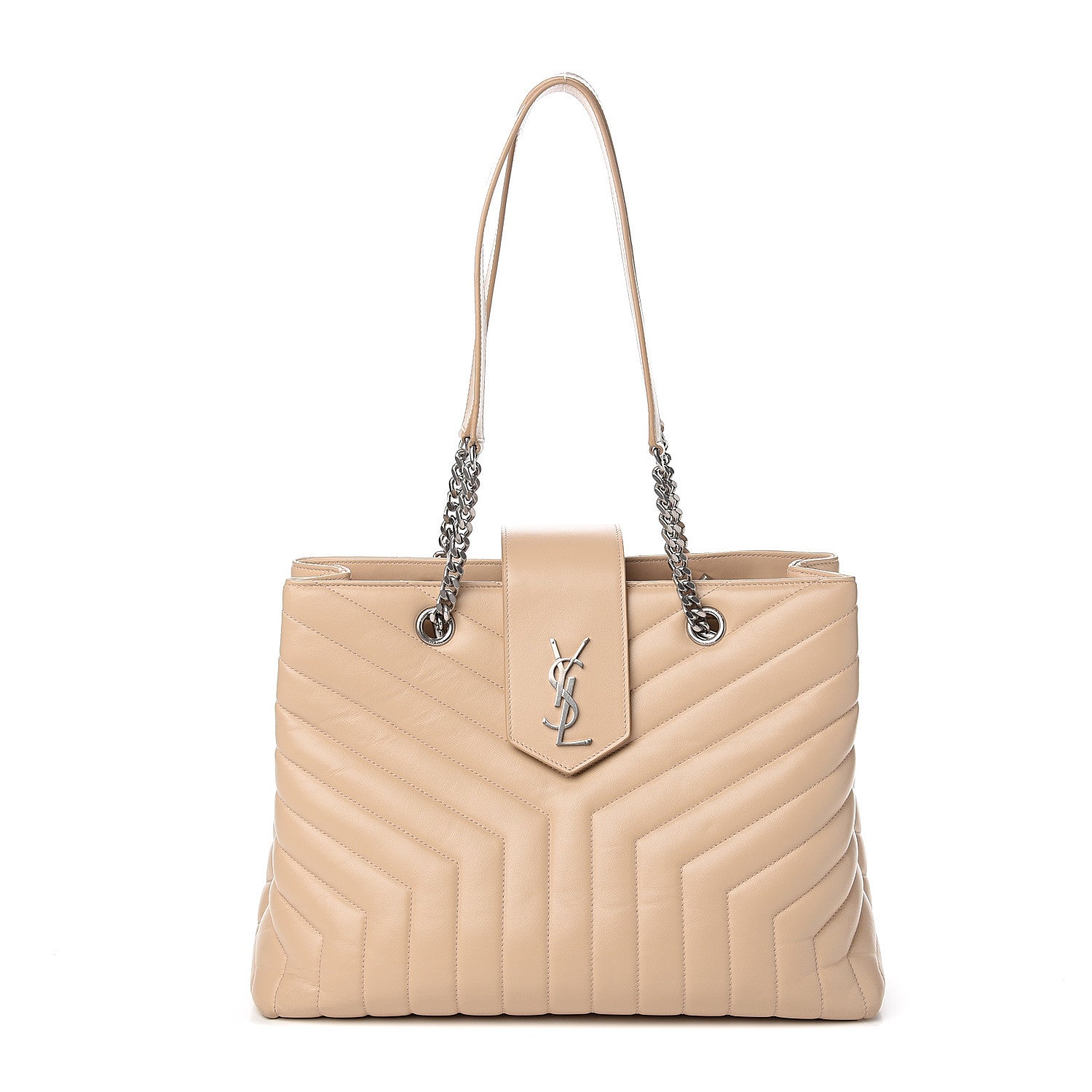 Saint Laurent Calfskin Y Quilted Monogram Large Loulou Shopper Nude Powder 1 of 9