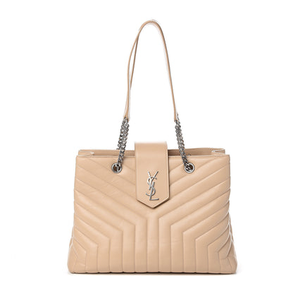 Saint Laurent Calfskin Y Quilted Monogram Large Loulou Shopper Nude Powder 1 of 9
