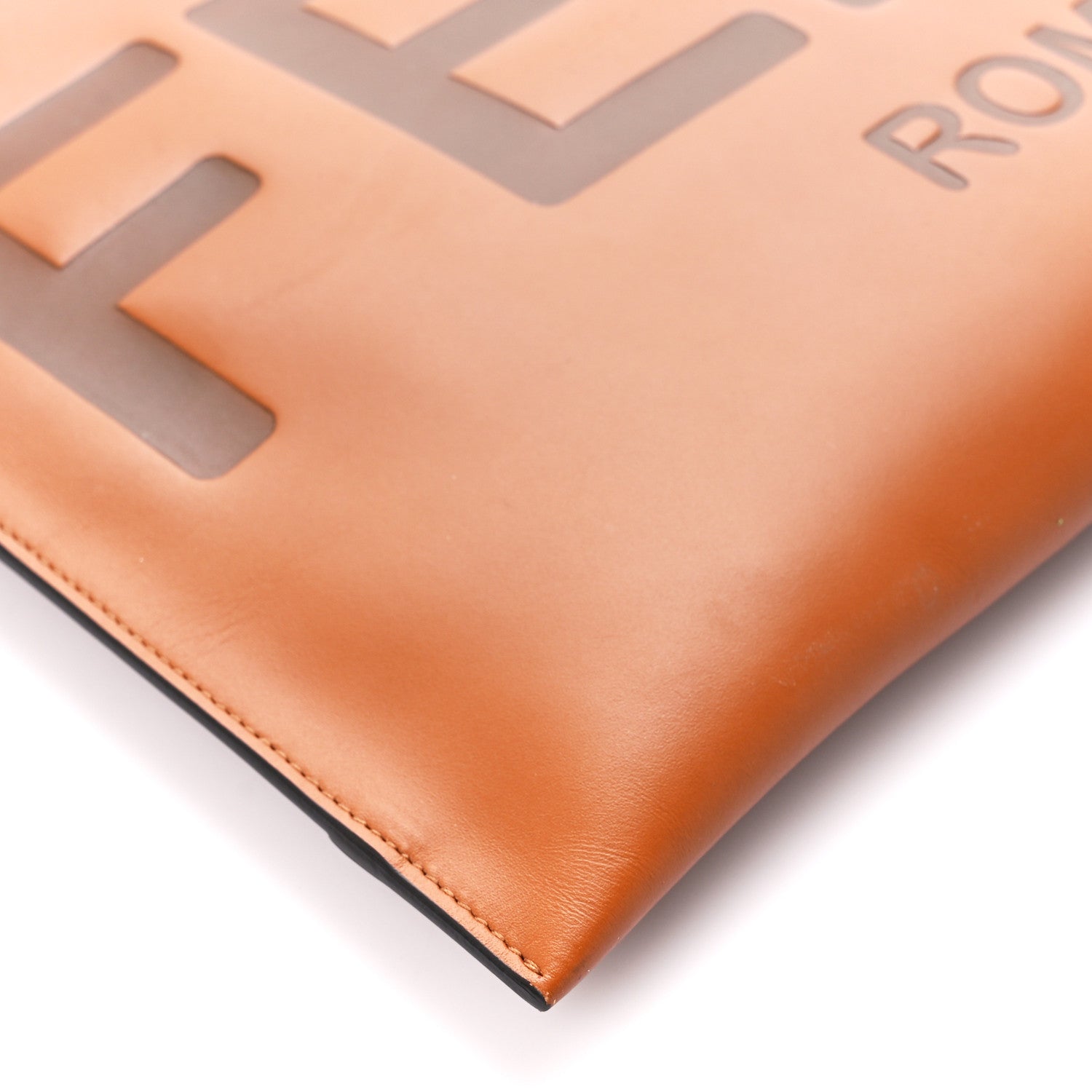 Fendi Vitello King Logo Embossed Large Flat Pouch Cuoio 10 of 11
