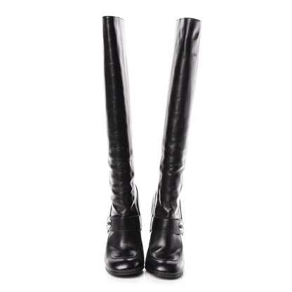 Chanel Calfskin CC Turnlock Knee High Boots 37.5 Black 2 of 12