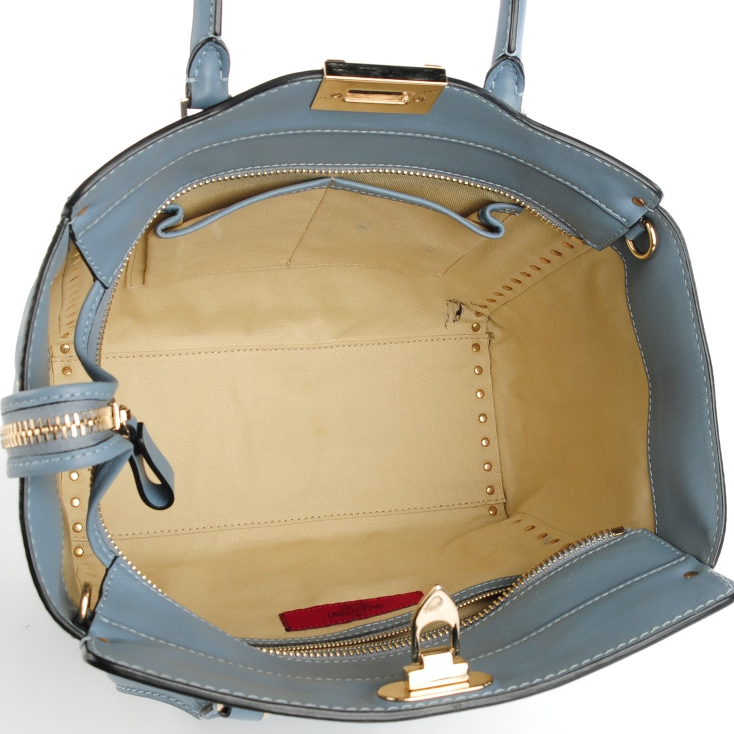 Vitello Rockstud Double Handle Tote London Stone
