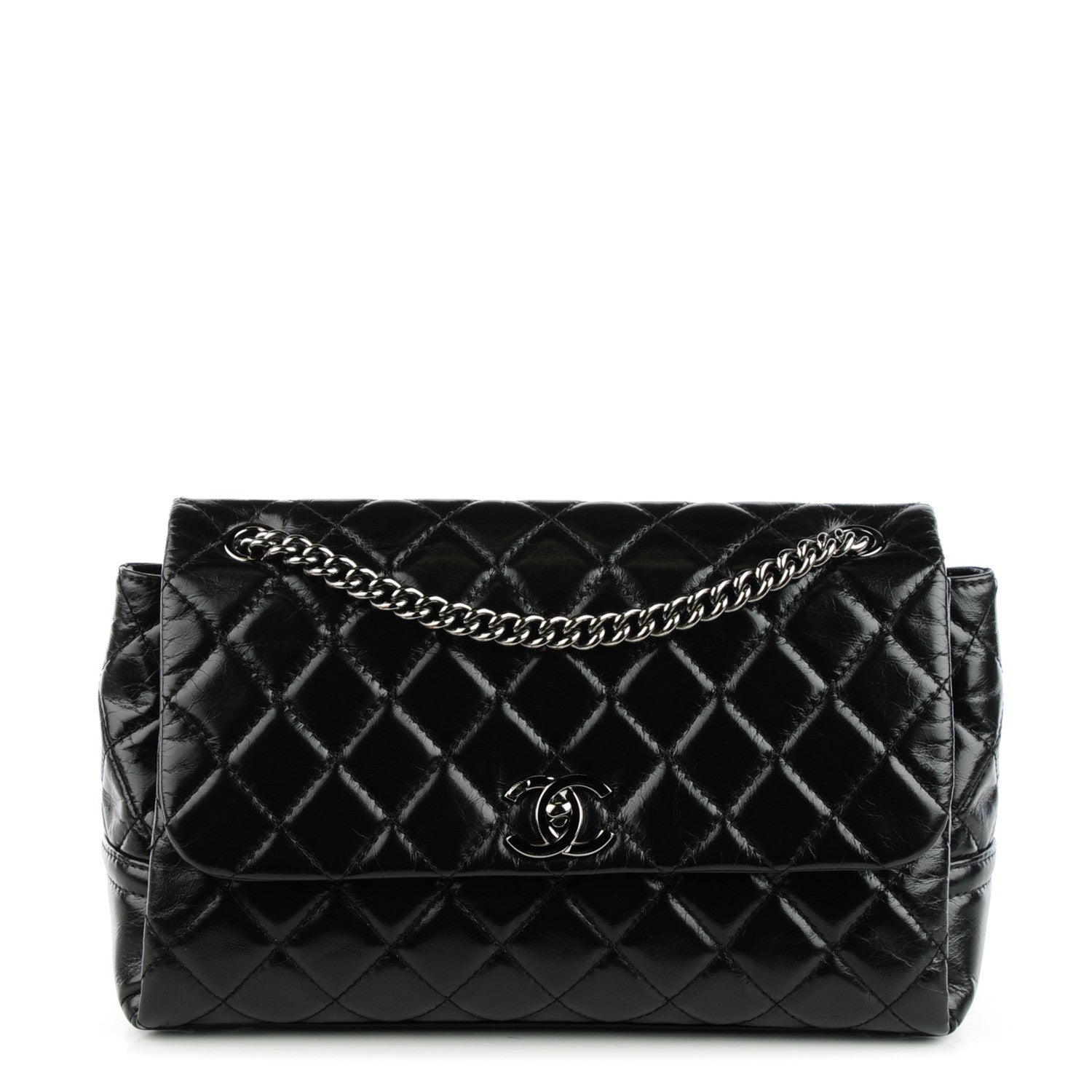 Chanel Glazed Calfskin Quilted Medium Lady Pearly Flap Black 1 of 7