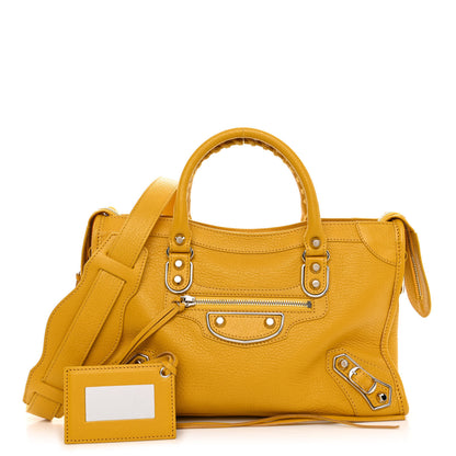 Balenciaga Chevre Silver Metallic Edge Hardware S City Jaune Epi 1 of 9
