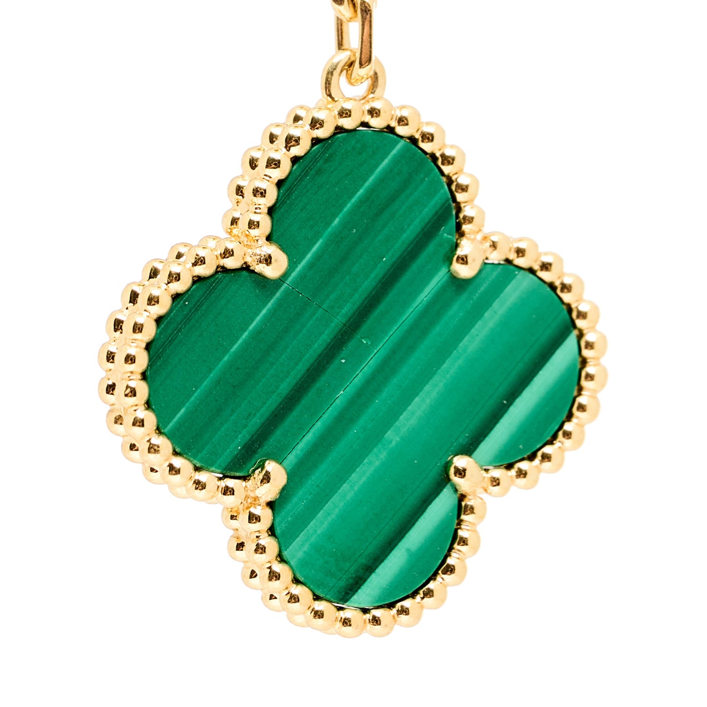 18K Yellow Gold Malachite 3 Motifs Magic Alhambra Earrings