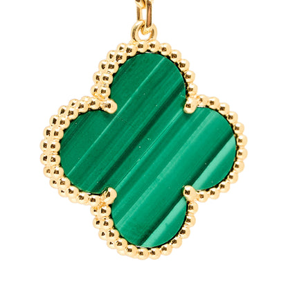 Van Cleef & Arpels 18K Yellow Gold Malachite 3 Motifs Magic Alhambra Earrings 5 of 6